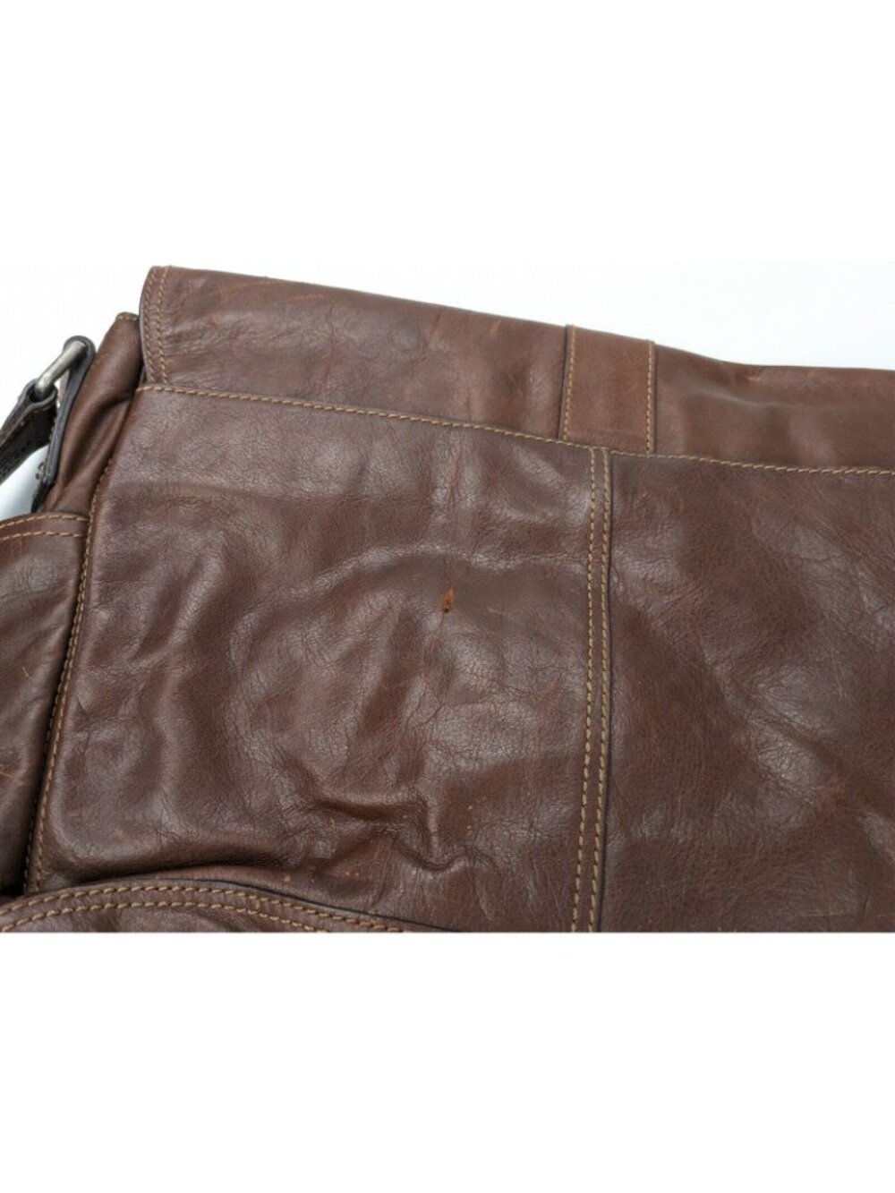 FOSSIL Brown Leather Messenger Laptop Professional Bag Crossbody Bag Large - Picture 9 of 10
